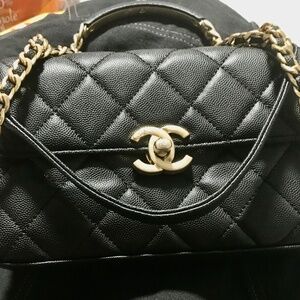 CHANEL Quilted Caviar Mini Top Handle Flap